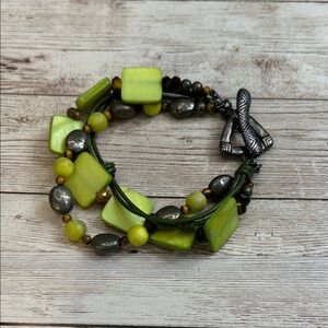 Silpada Lime Green and Sterling Silver Beaded Bracelet